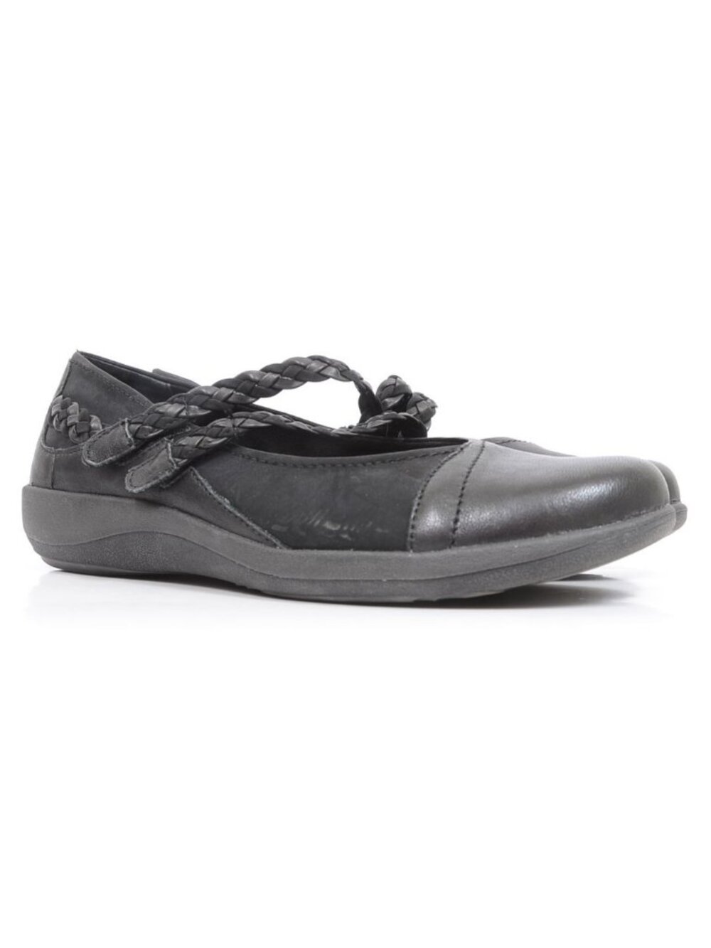 Aetrex Annie Women's 10 Black Leather Hook & Loop Mary Jane Comfort Work Shoes - Picture 3 of 10